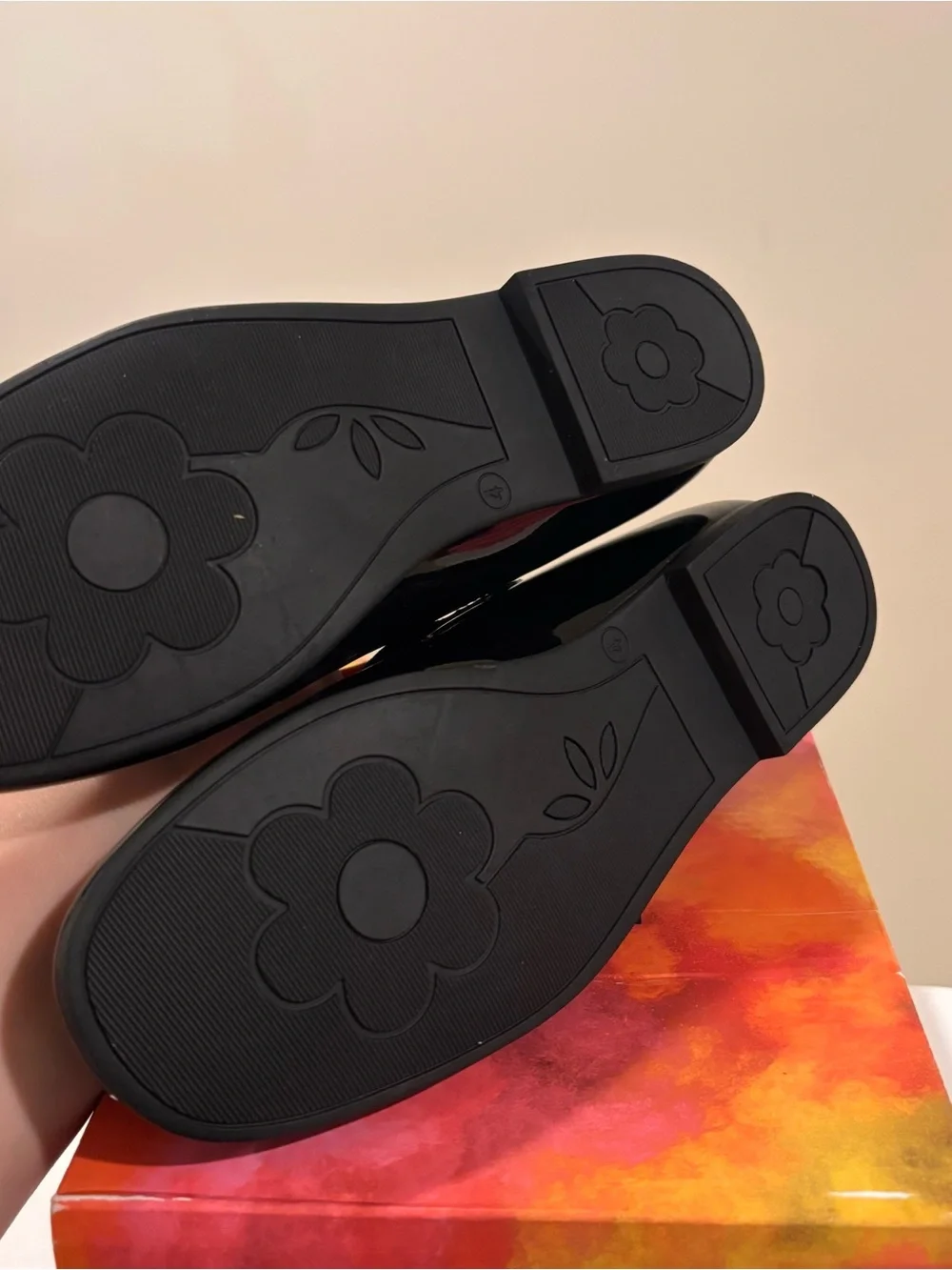Rachel Shoes black patent leather Mary Jane flats with rhinestone buckle